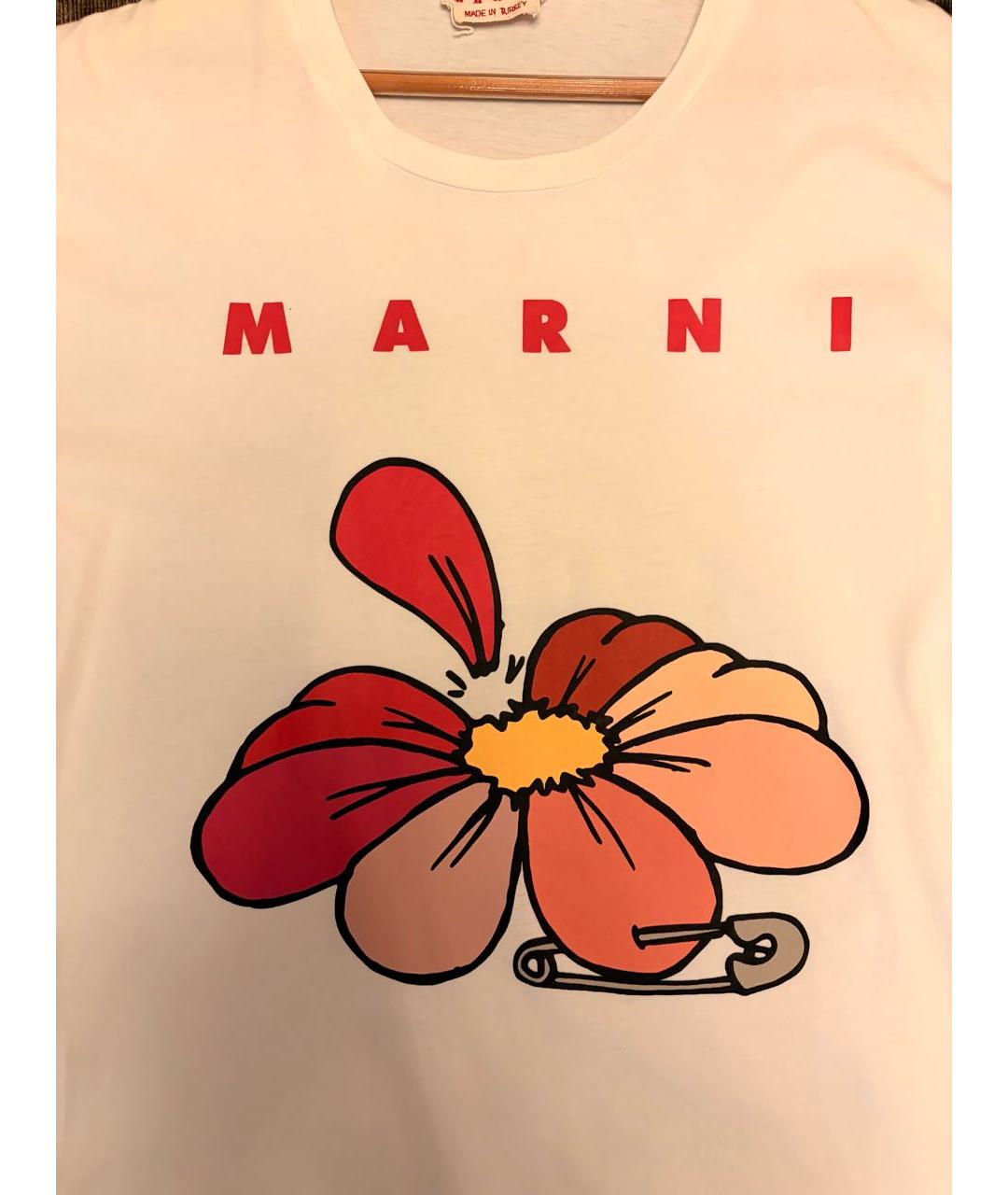 MARNI Белая хлопковая футболка, фото 3