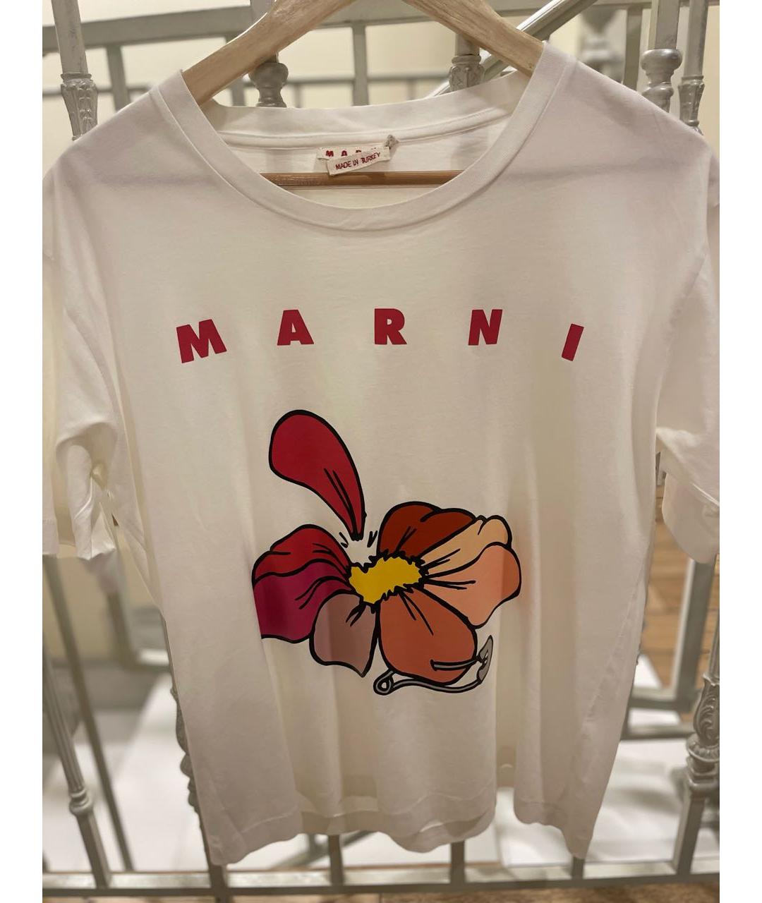 MARNI Белая хлопковая футболка, фото 6