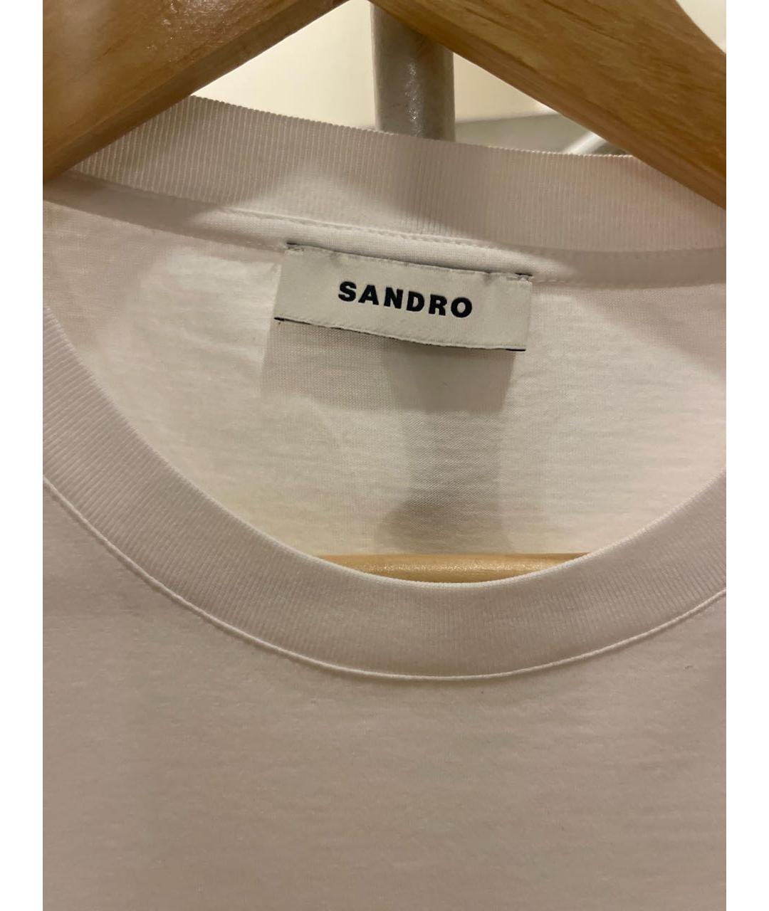 SANDRO Белая хлопковая футболка, фото 4
