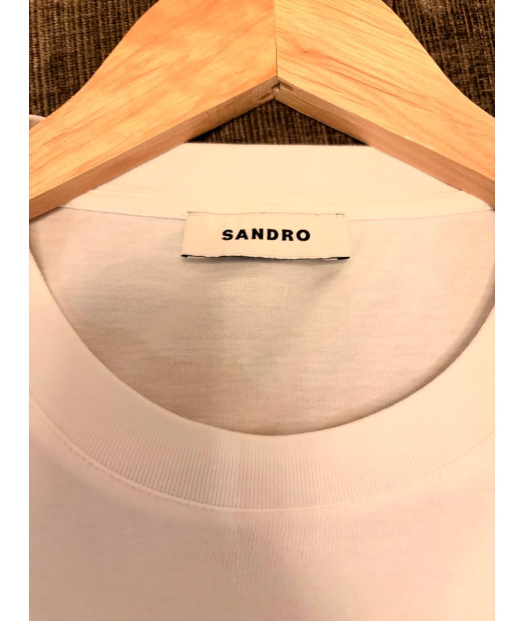 SANDRO Белая хлопковая футболка, фото 4