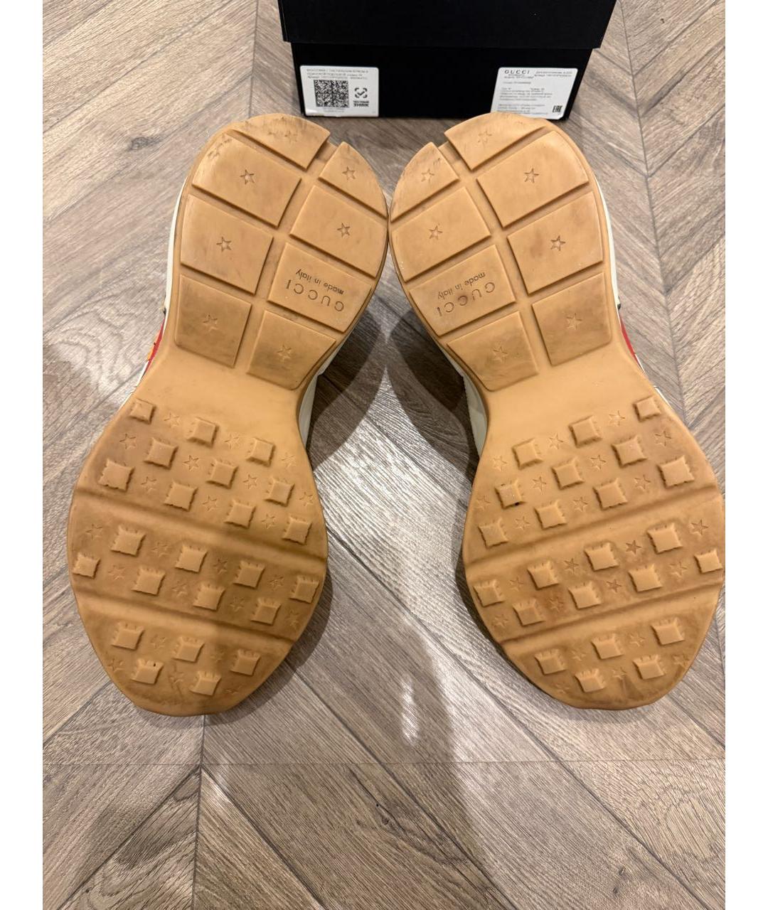 GUCCI Бежевые кожаные низкие кроссовки / кеды, фото 5
