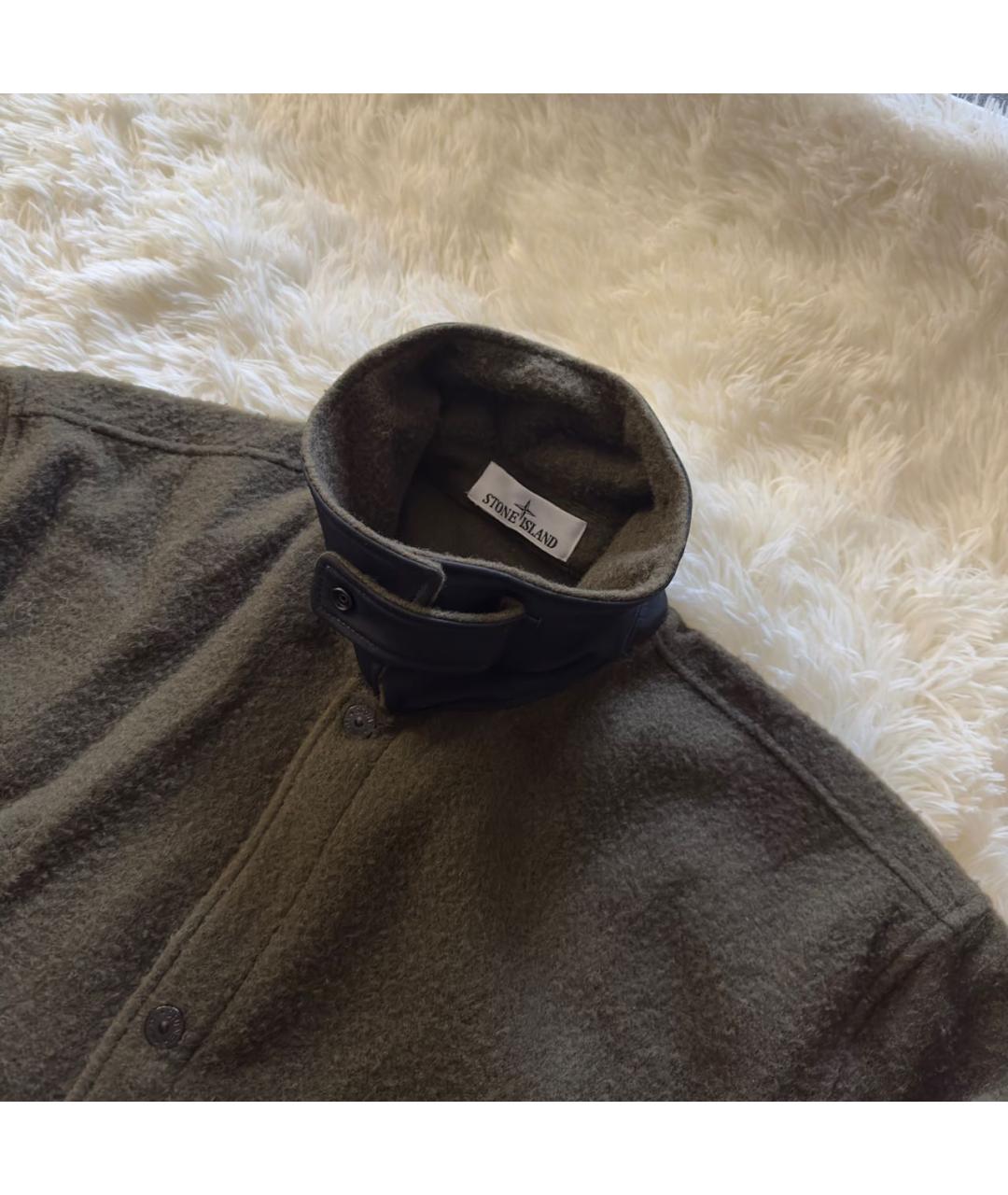 STONE ISLAND Хаки шерстяная куртка, фото 3