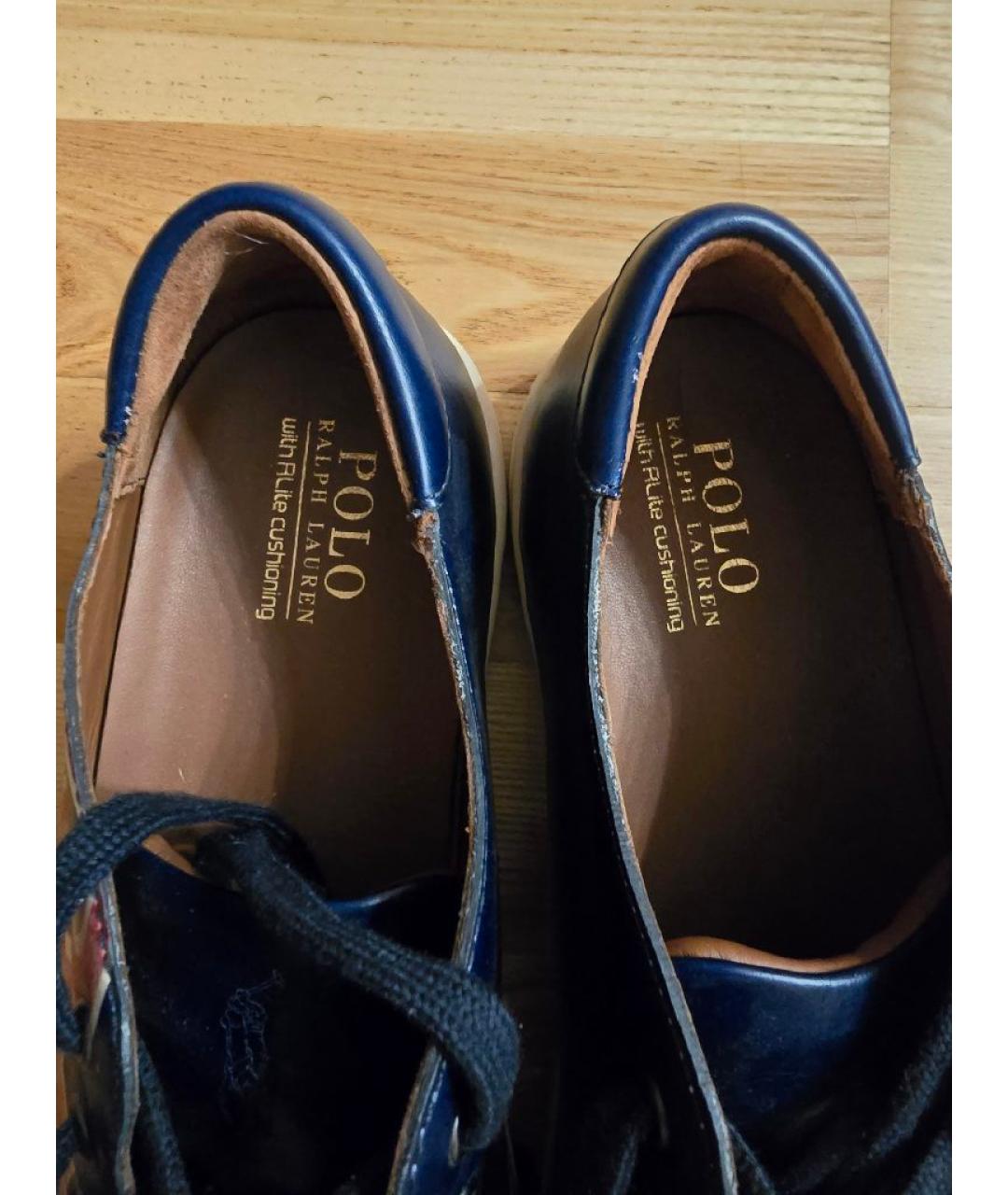 POLO RALPH LAUREN Синие кожаные низкие кроссовки / кеды, фото 3