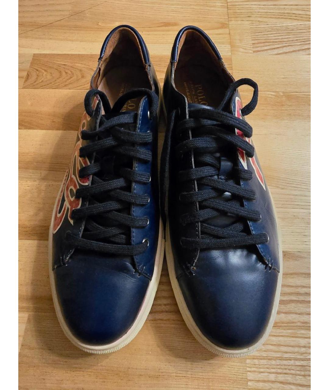 POLO RALPH LAUREN Синие кожаные низкие кроссовки / кеды, фото 2