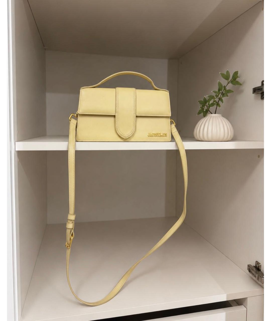 JACQUEMUS Бежевая кожаная сумка через плечо, фото 5