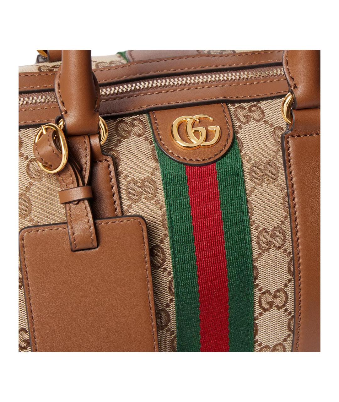 GUCCI Коричневая сумка через плечо из канвы, фото 3