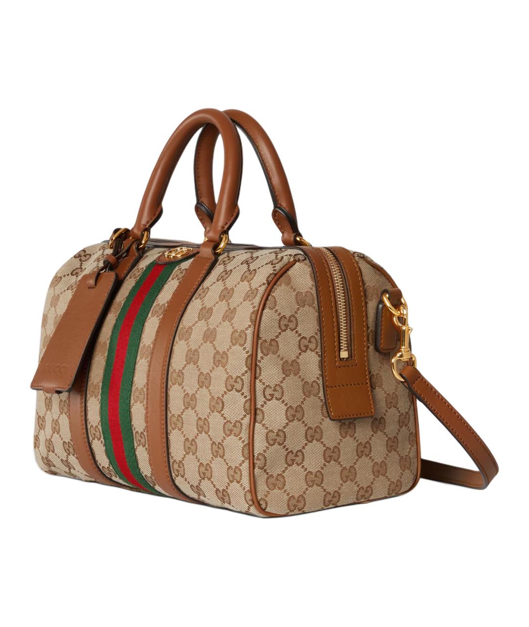 GUCCI Коричневая сумка через плечо из канвы, фото 2
