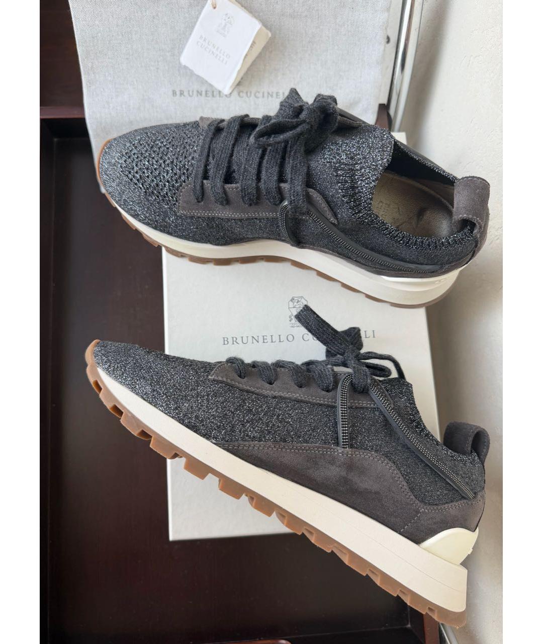 BRUNELLO CUCINELLI Антрацитовые текстильные кроссовки, фото 8
