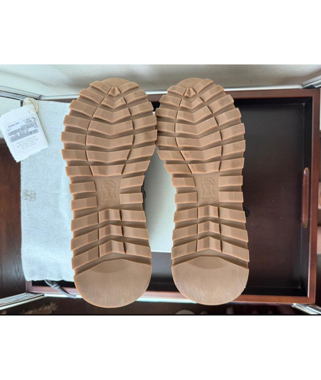 BRUNELLO CUCINELLI Антрацитовые текстильные кроссовки, фото 6