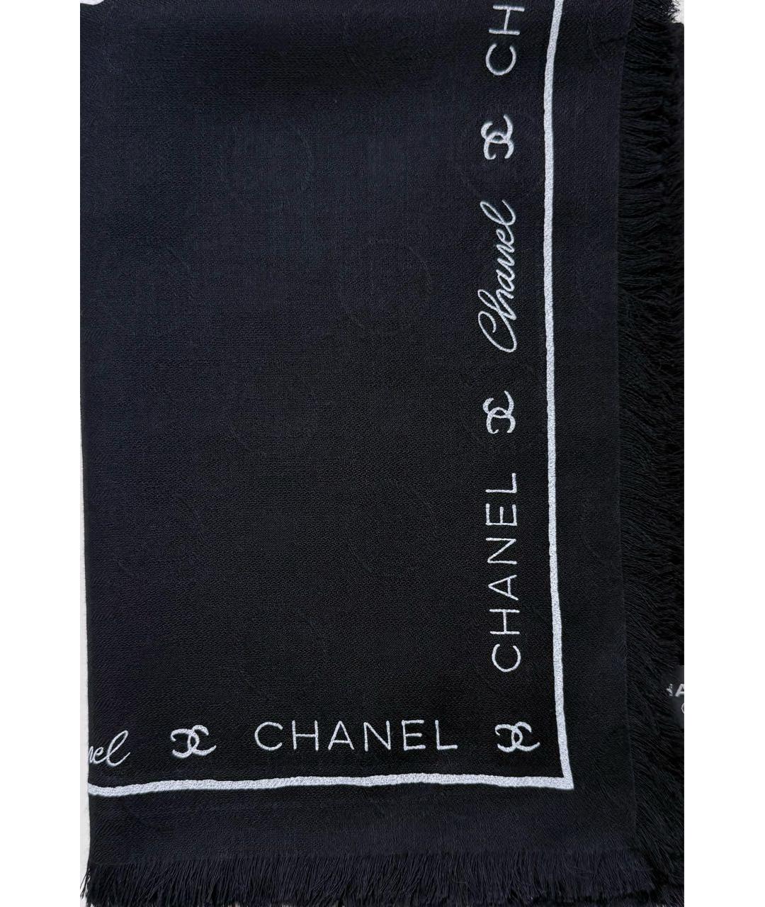 CHANEL Черный кашемировый платок, фото 9