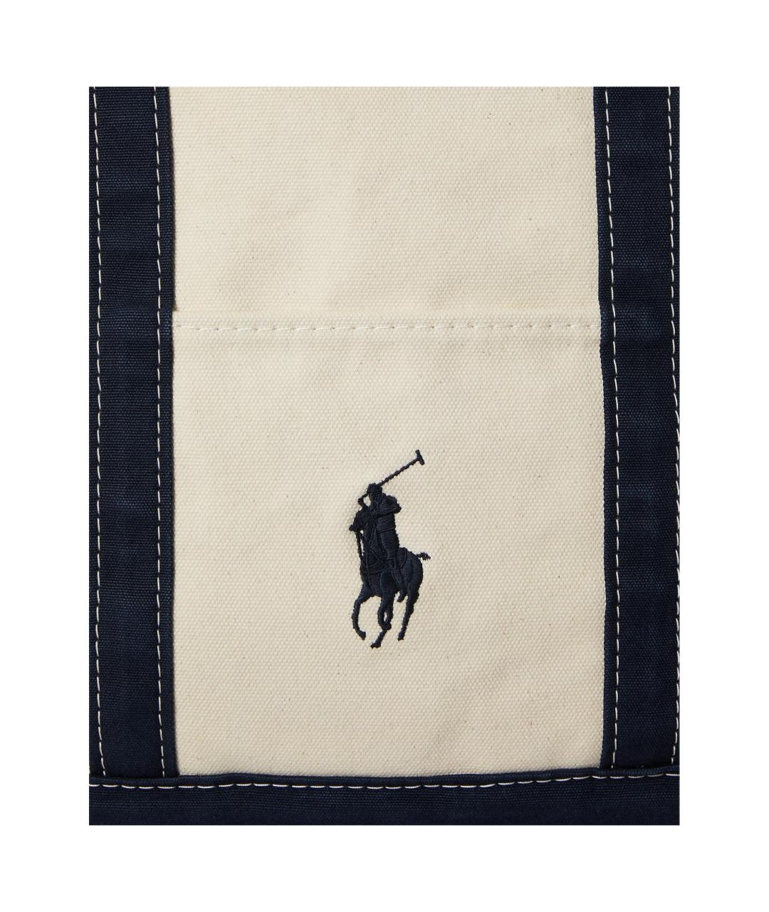POLO RALPH LAUREN Бежевая хлопковая сумка на плечо, фото 5