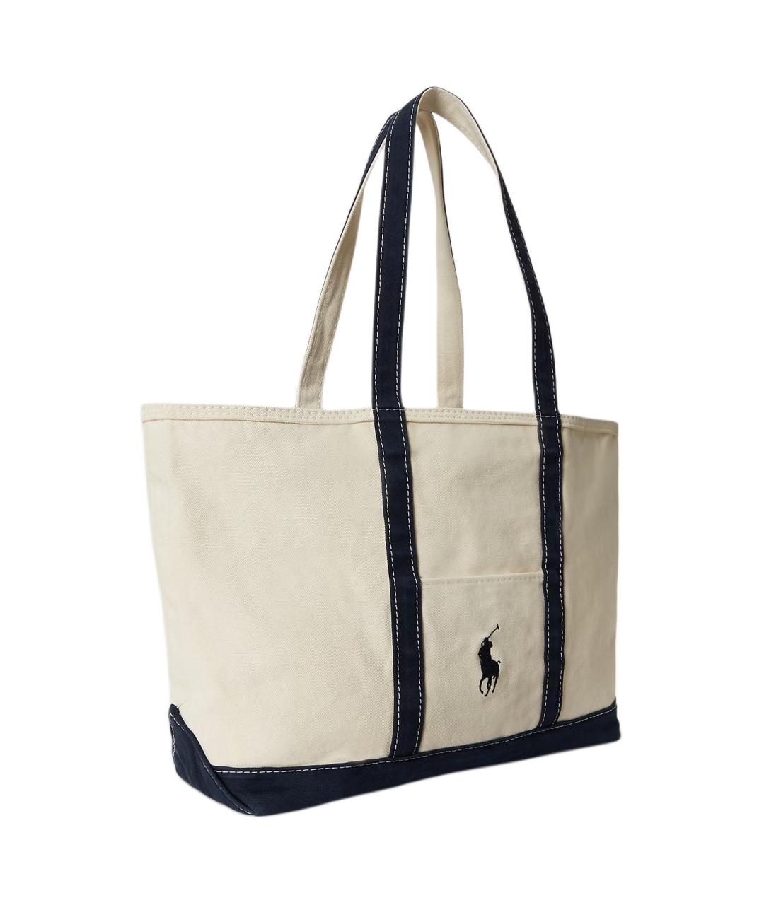 POLO RALPH LAUREN Бежевая хлопковая сумка на плечо, фото 2
