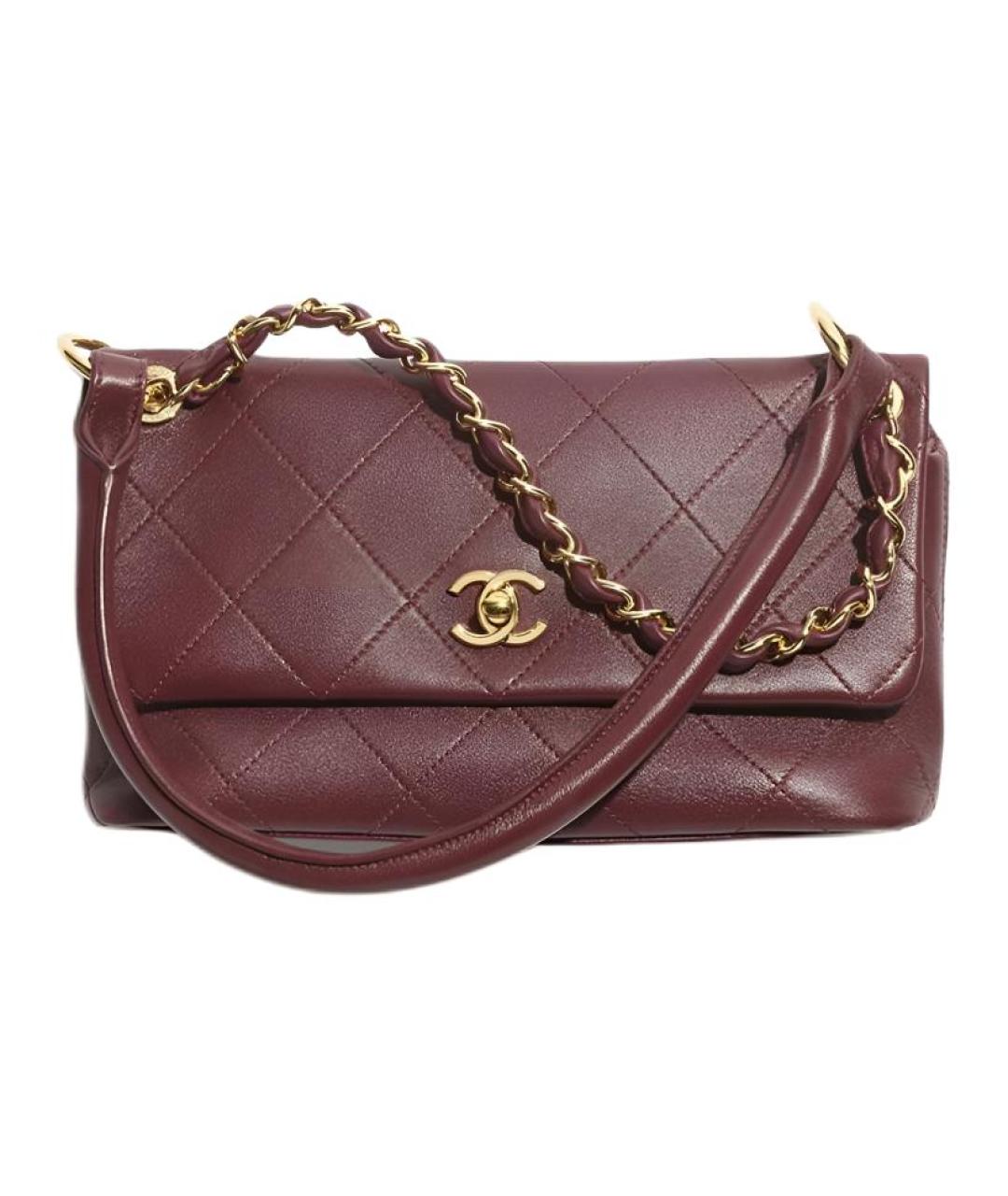 CHANEL Бордовая кожаная сумка через плечо, фото 1