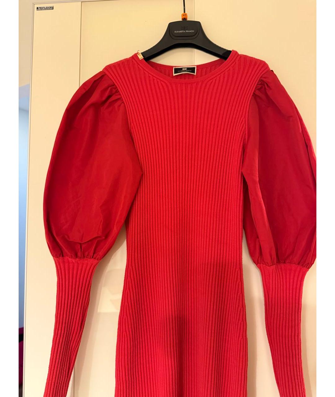 ELISABETTA FRANCHI Красное вискозное повседневное платье, фото 3