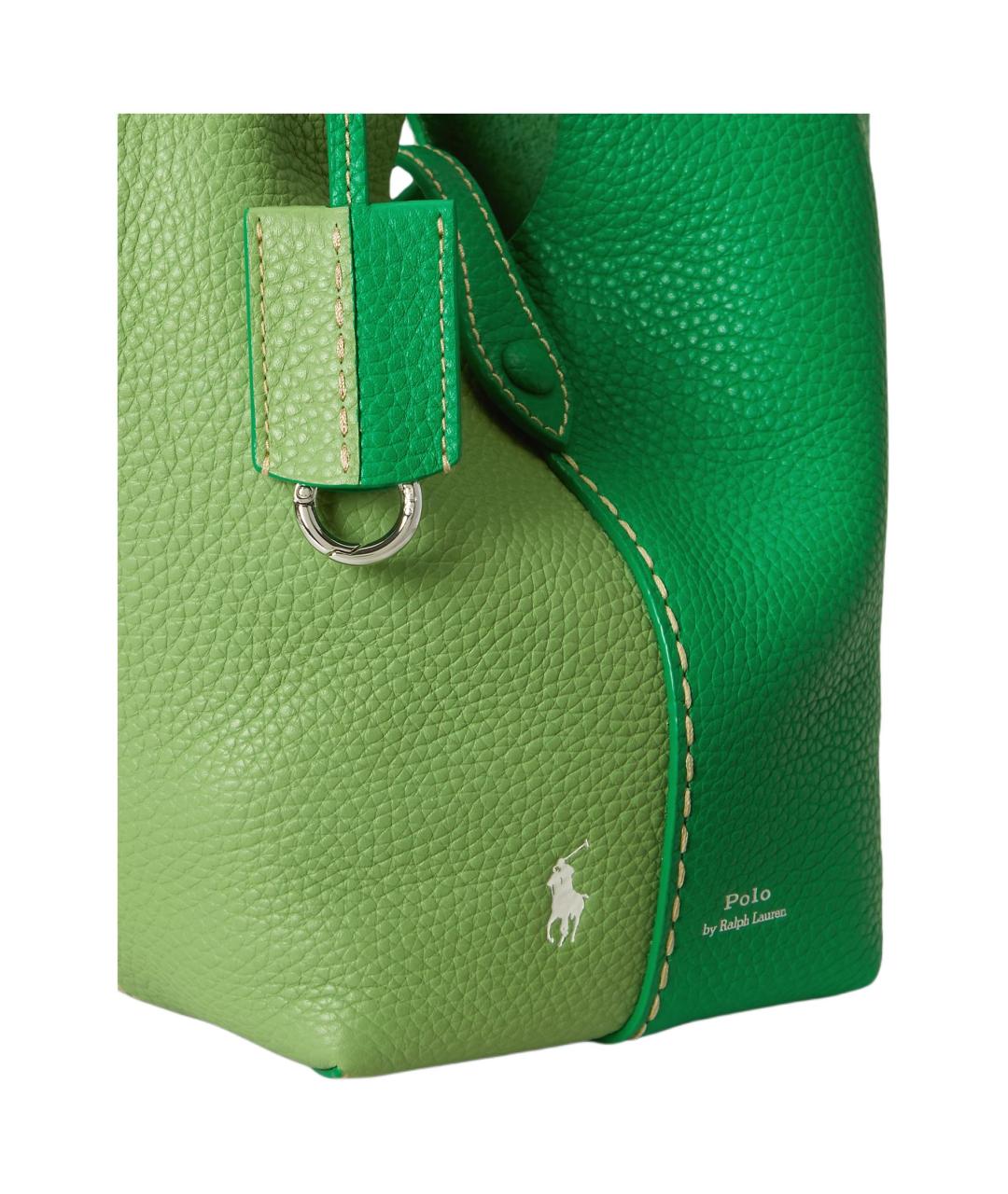 POLO RALPH LAUREN Зеленая кожаная сумка через плечо, фото 4