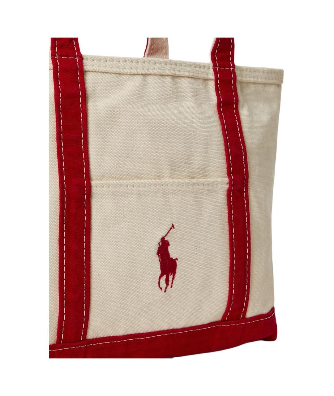 POLO RALPH LAUREN Бежевая сумка на плечо из канвы, фото 5