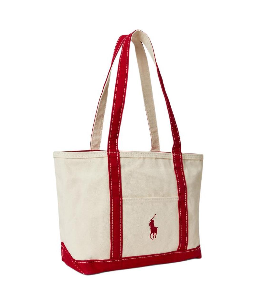 POLO RALPH LAUREN Бежевая сумка на плечо из канвы, фото 2