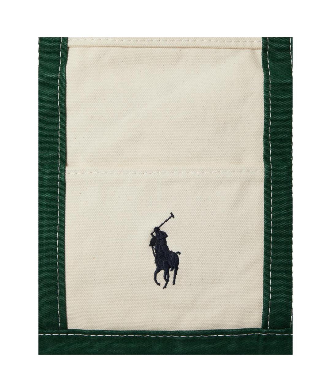 POLO RALPH LAUREN Бежевая сумка на плечо из канвы, фото 5
