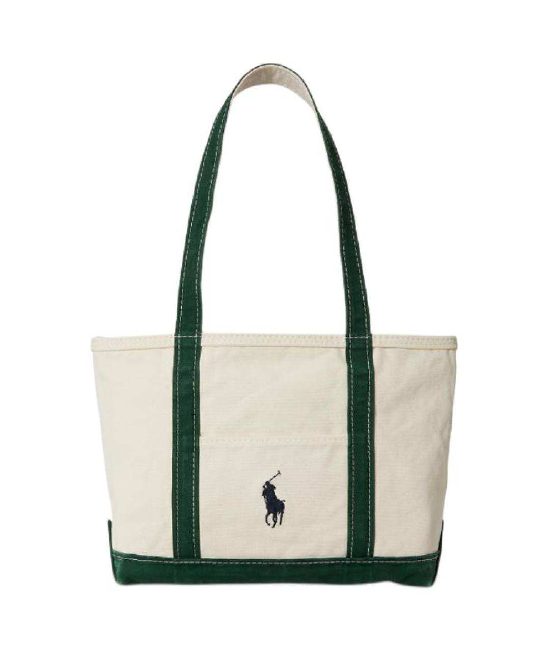 POLO RALPH LAUREN Бежевая сумка на плечо из канвы, фото 1