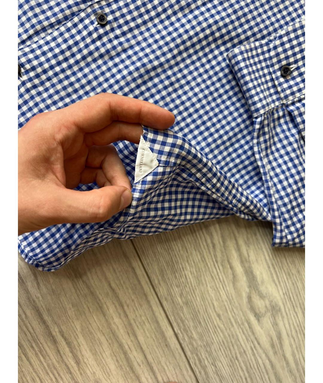 CORNELIANI Синяя хлопковая классическая рубашка, фото 6