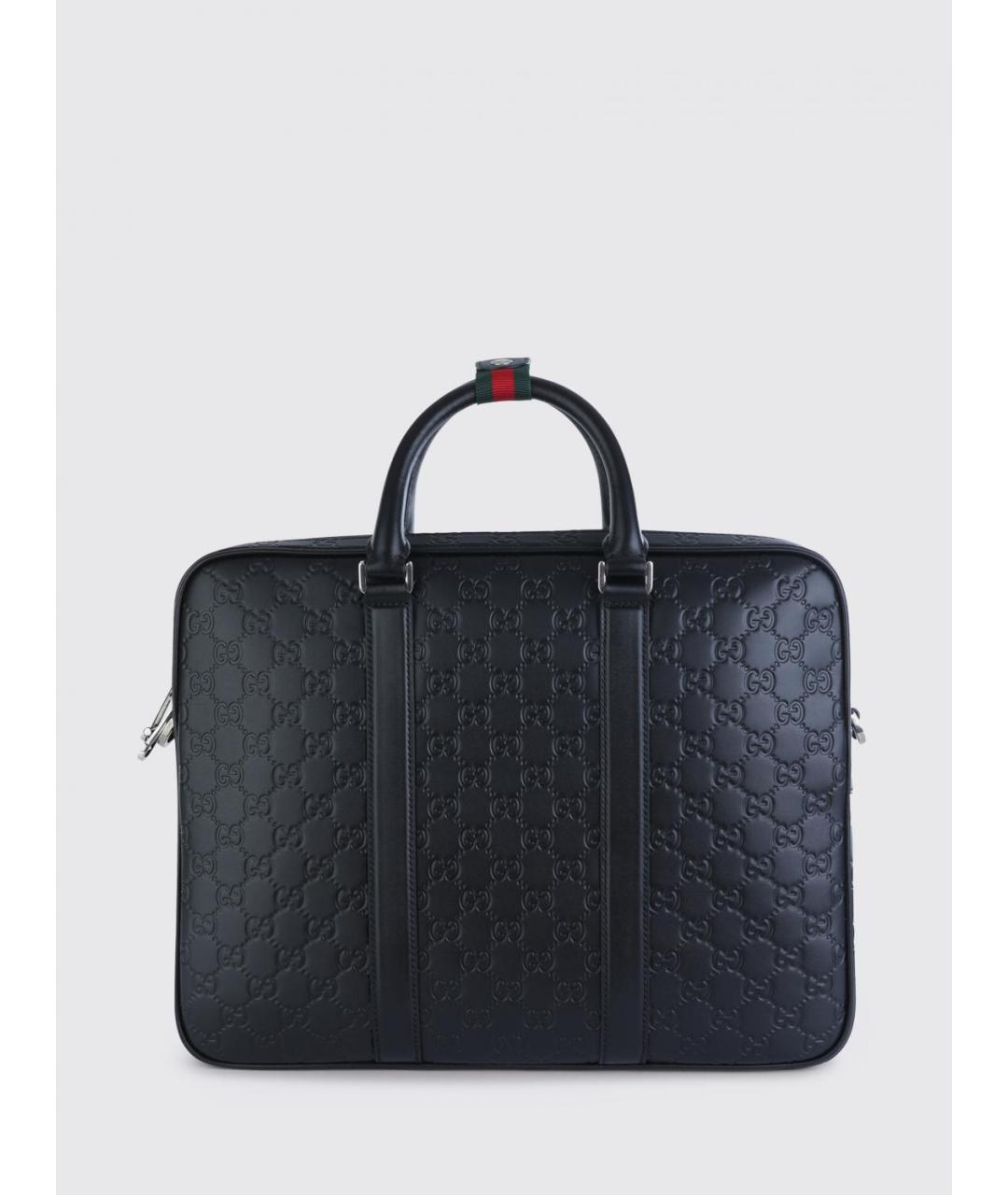 GUCCI Черный кожаный портфель, фото 3