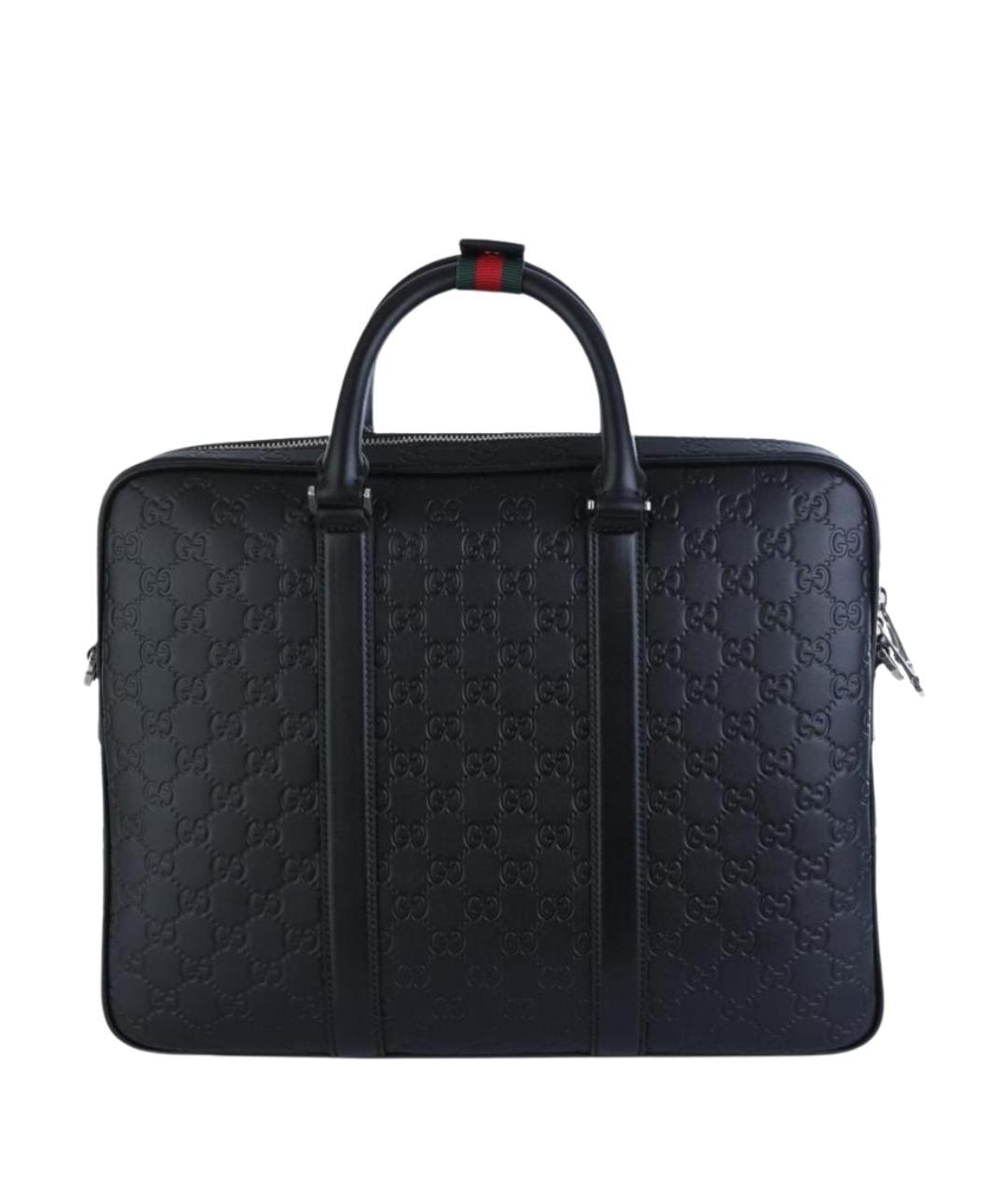 GUCCI Черный кожаный портфель, фото 1