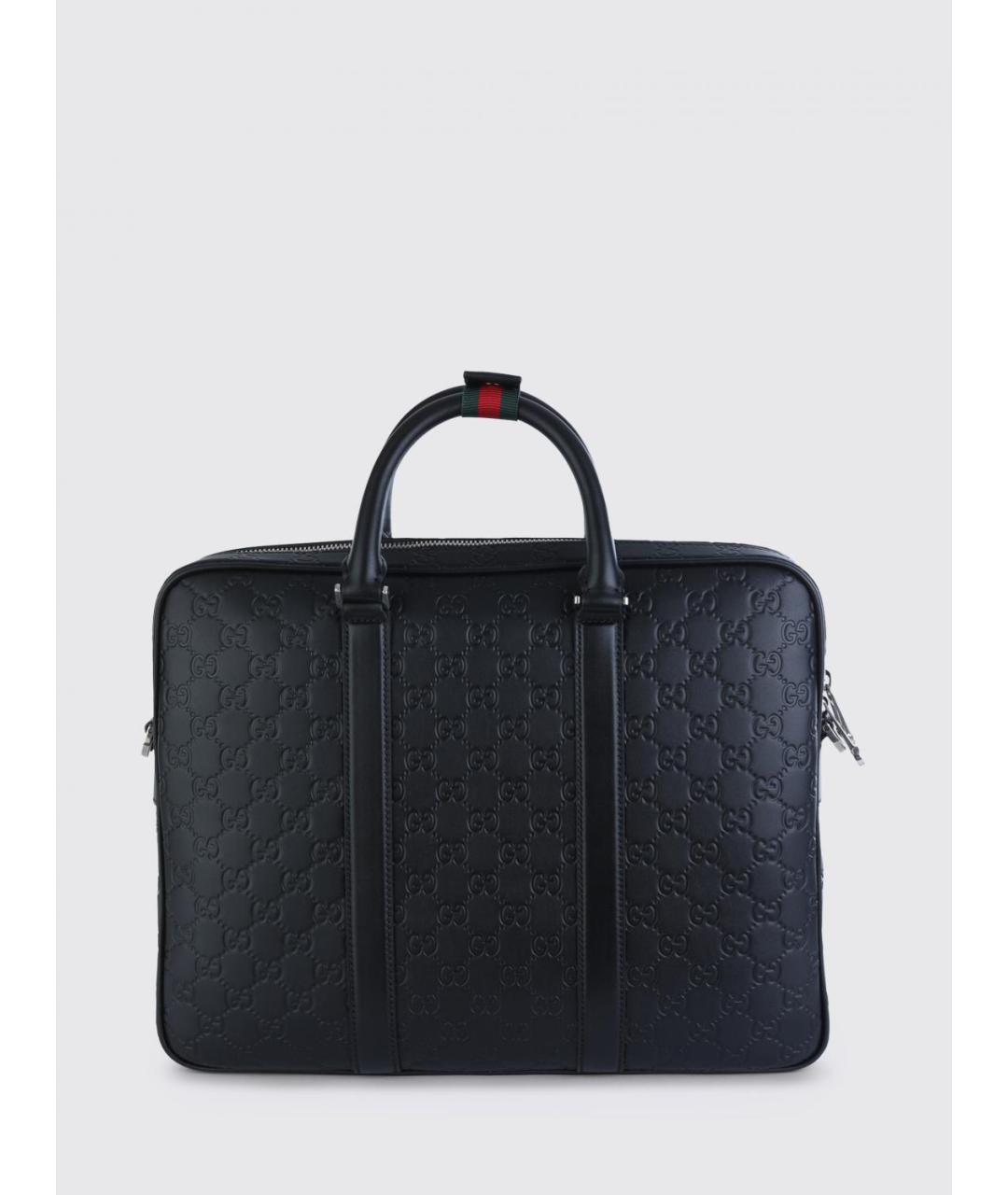 GUCCI Черный кожаный портфель, фото 4