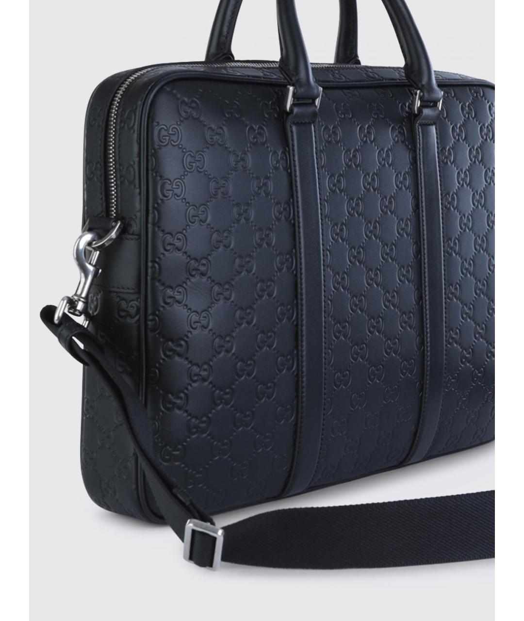 GUCCI Черный кожаный портфель, фото 2