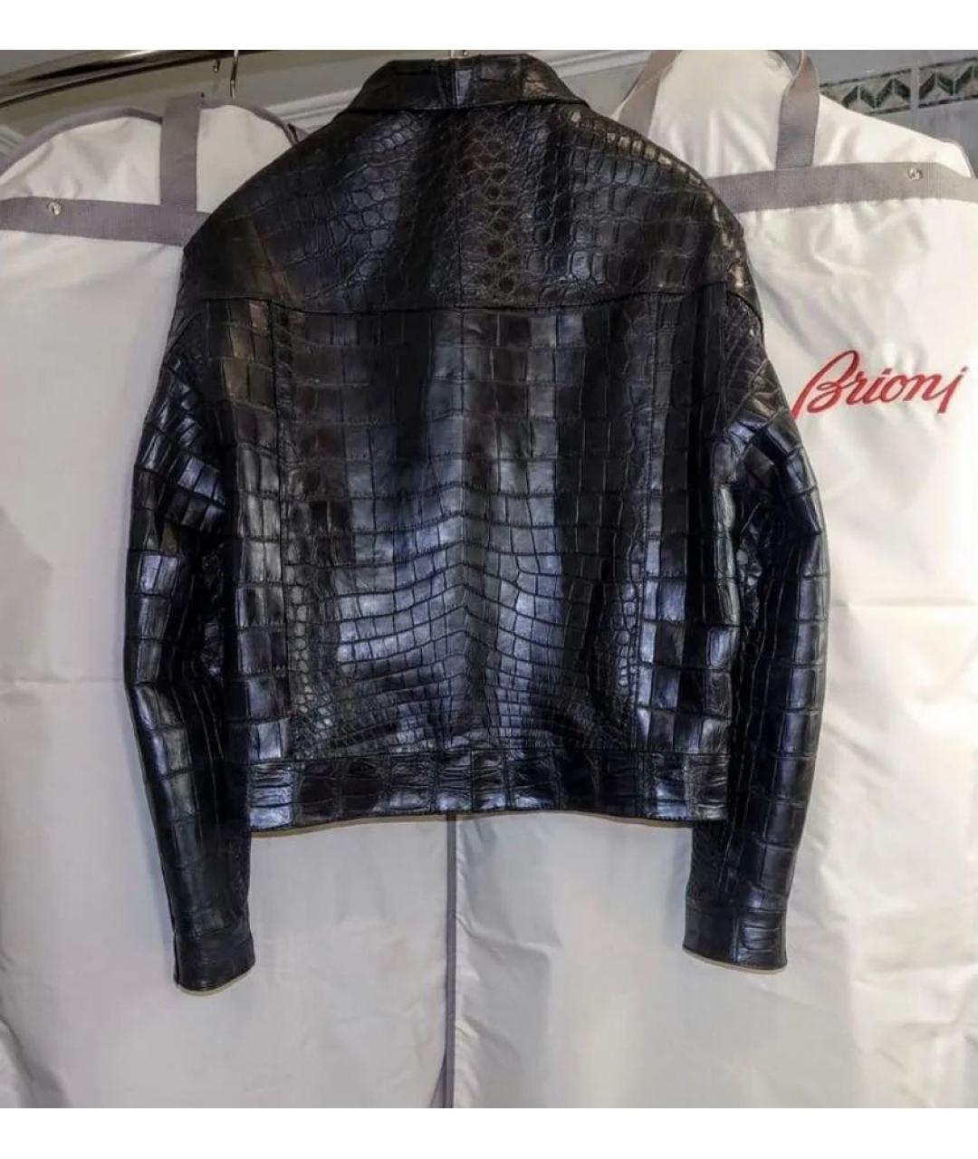 BRIONI Черная куртка из кожи крокодила, фото 2