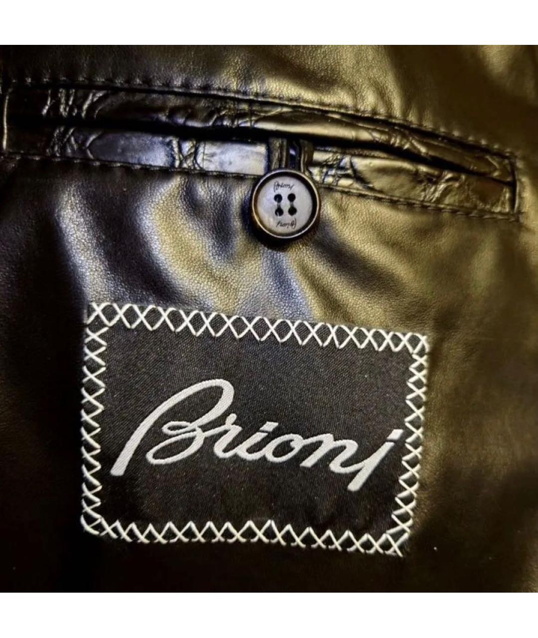 BRIONI Черная куртка из кожи крокодила, фото 3