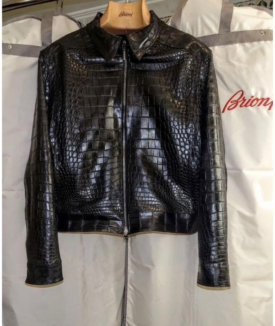 BRIONI Черная куртка из кожи крокодила, фото 9