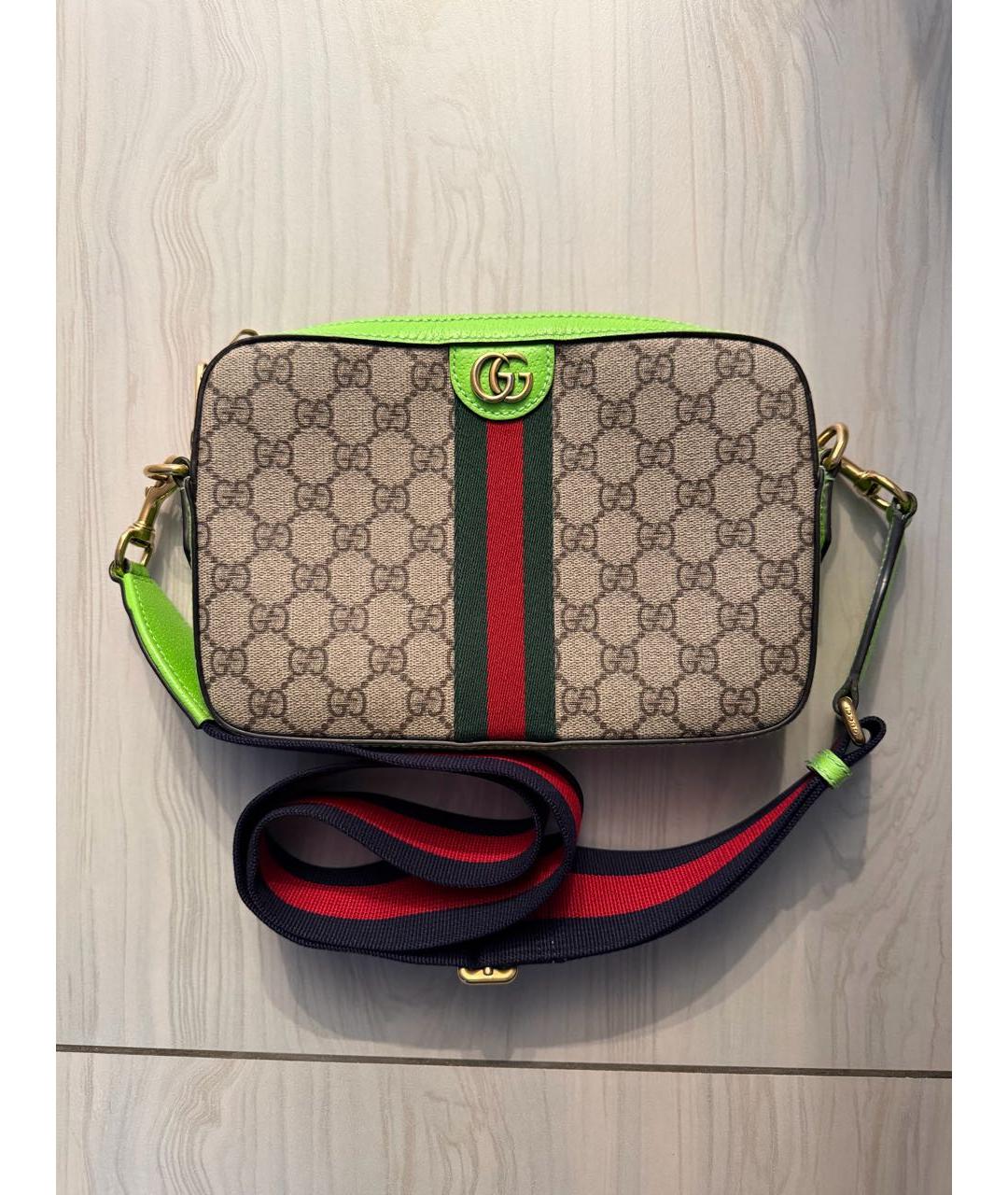 GUCCI Бежевая кожаная сумка на плечо, фото 5