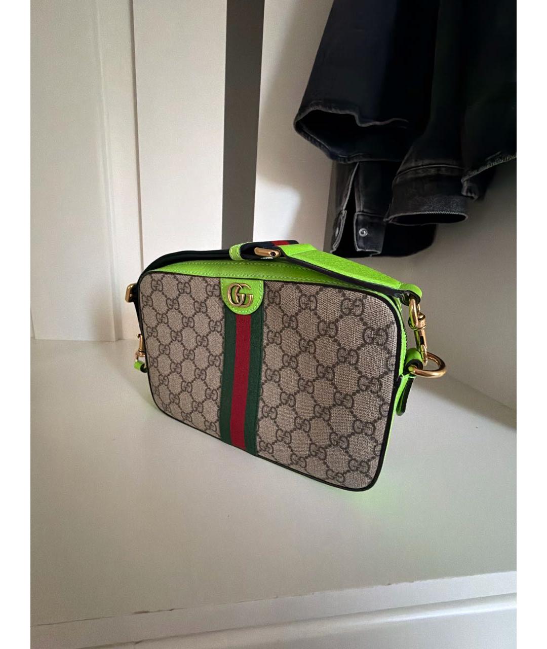 GUCCI Бежевая кожаная сумка на плечо, фото 2