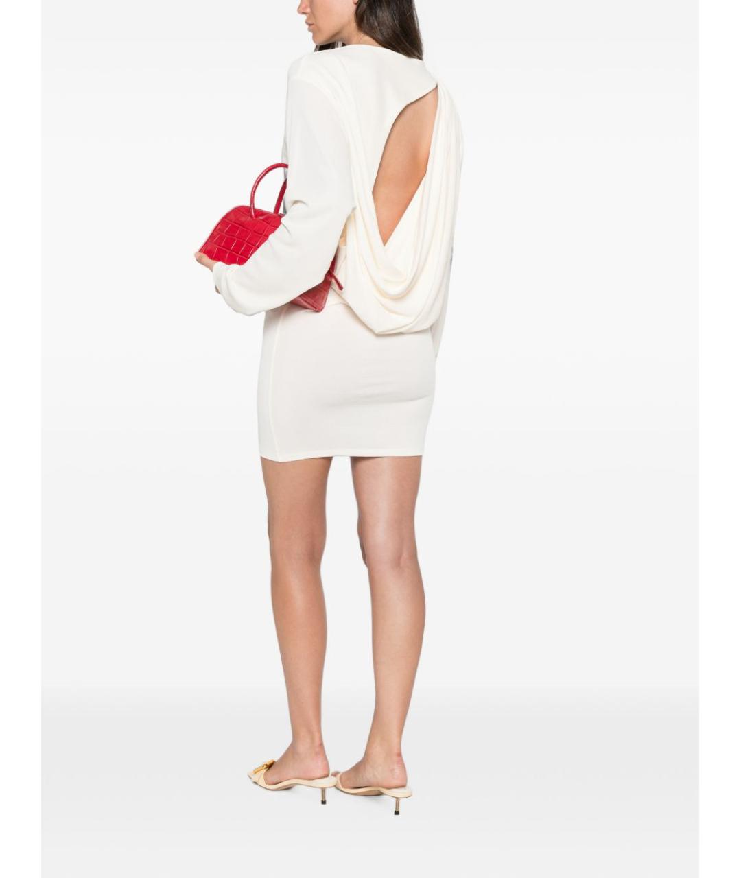 JACQUEMUS Белое вискозное коктейльное платье, фото 5