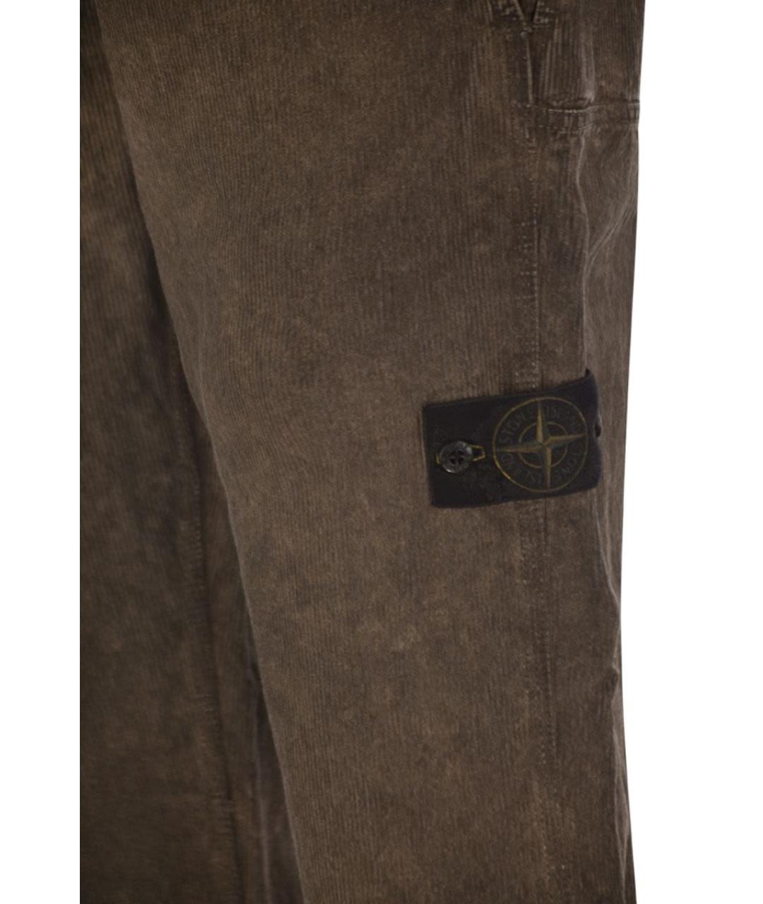 STONE ISLAND Коричневые хлопковые повседневные брюки, фото 4
