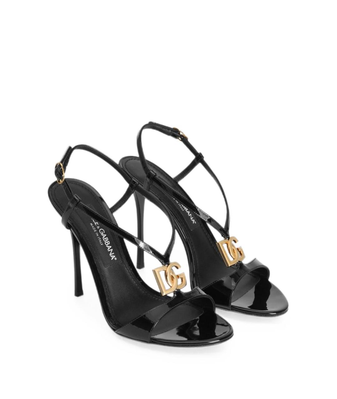 DOLCE&GABBANA Черные кожаные босоножки, фото 2