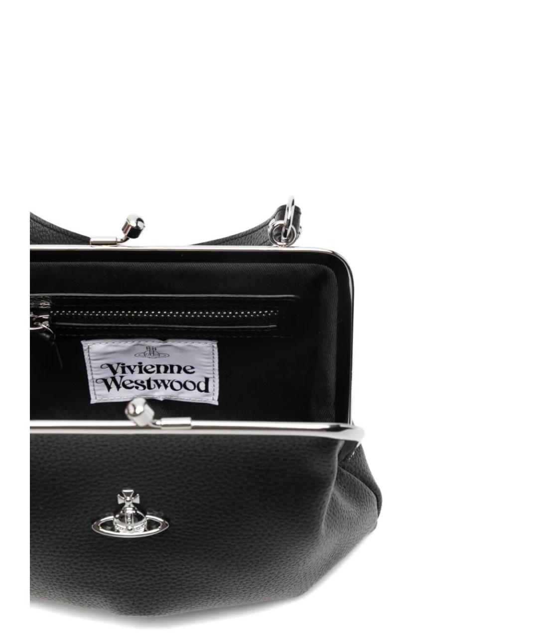 VIVIENNE WESTWOOD Черная кожаная сумка с короткими ручками, фото 4