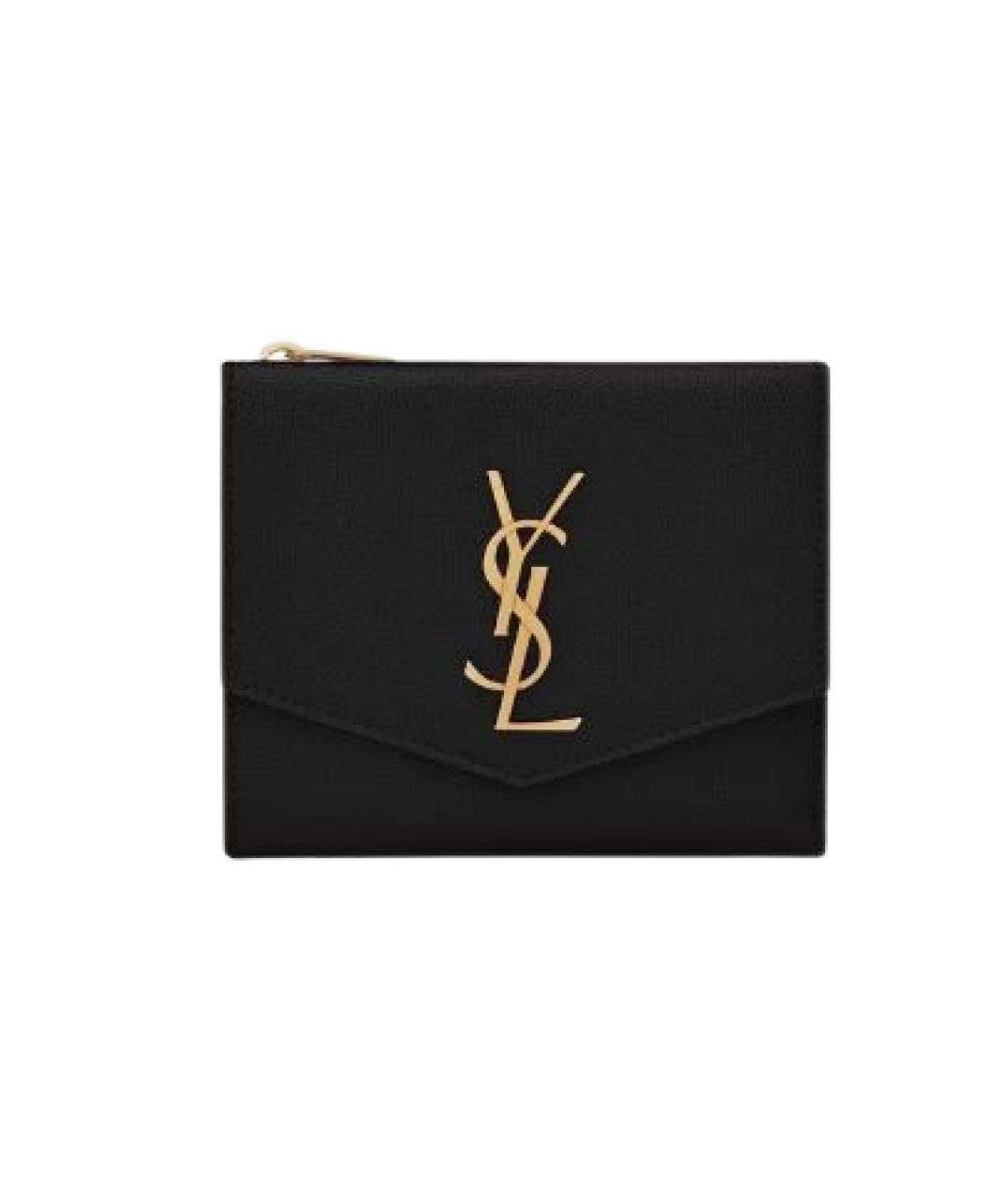 SAINT LAURENT Черный кожаный кошелек, фото 1