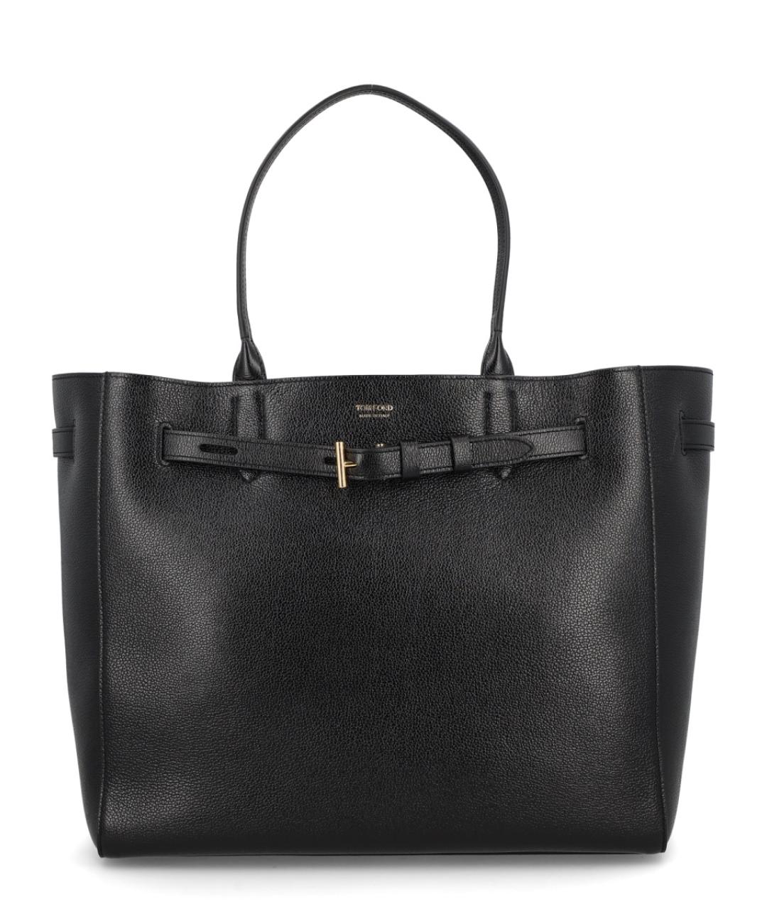 TOM FORD Черная кожаная сумка тоут, фото 1
