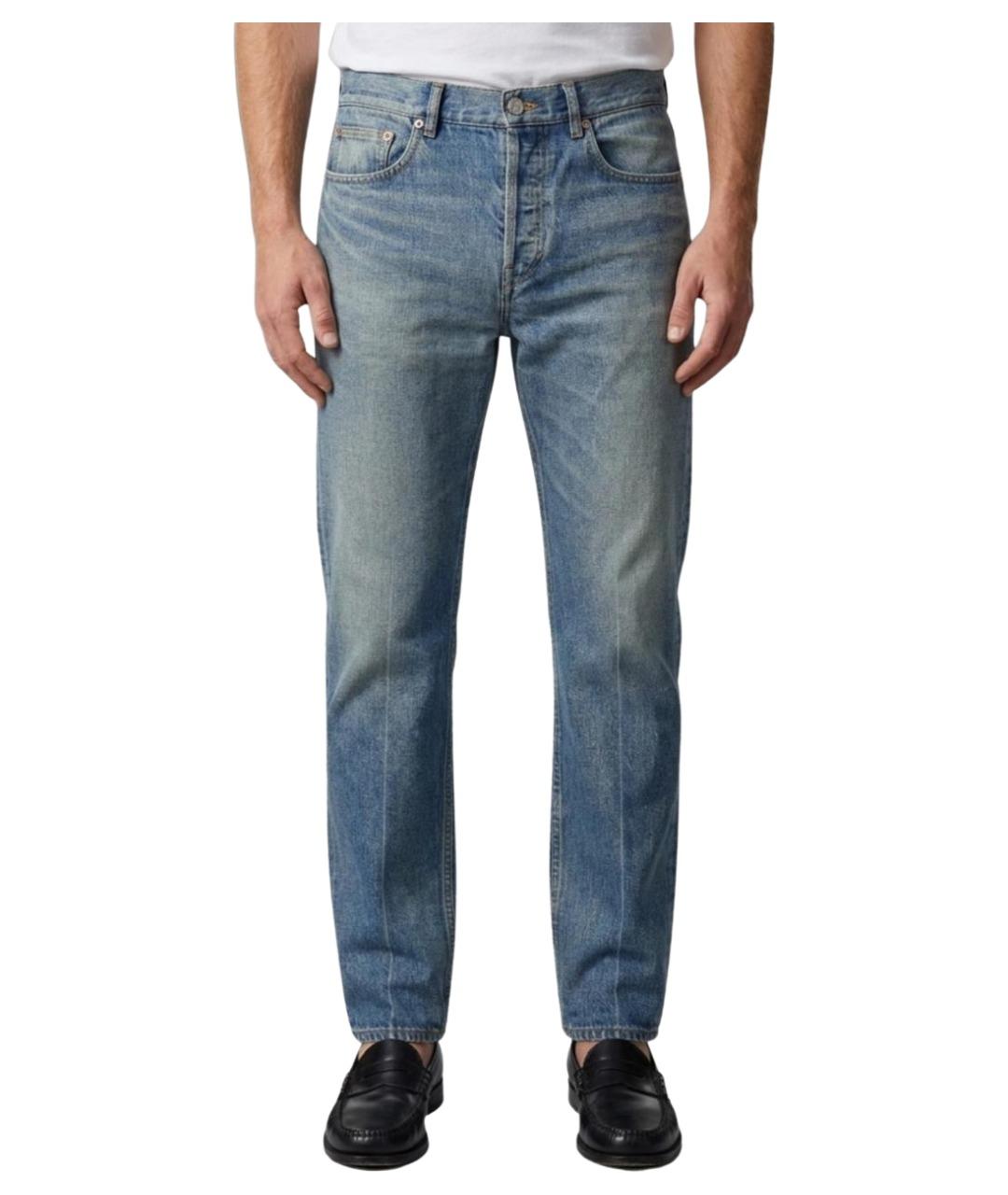 SAINT LAURENT Голубые хлопковые прямые джинсы, фото 1
