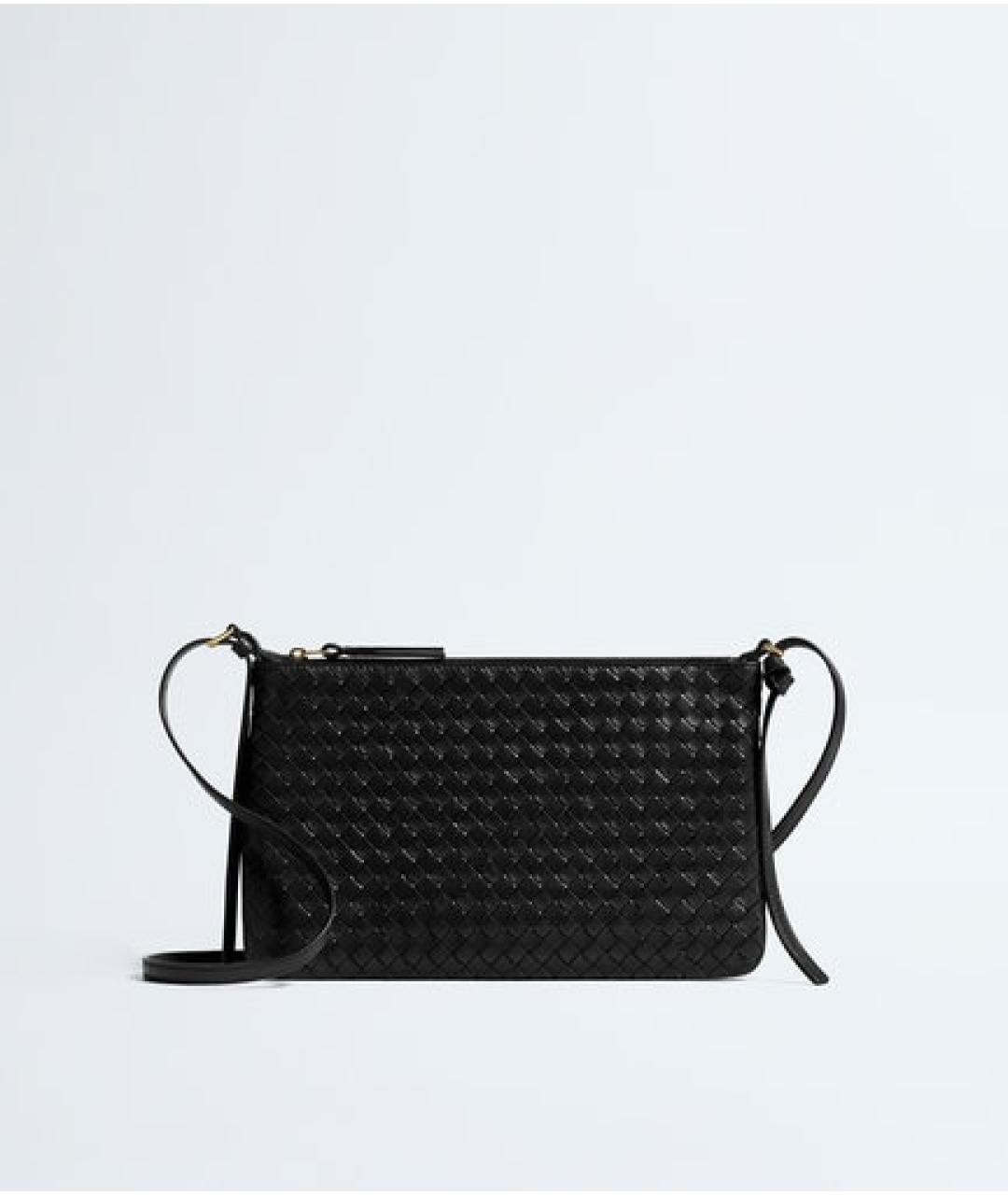 BOTTEGA VENETA Черная кожаная сумка через плечо, фото 6