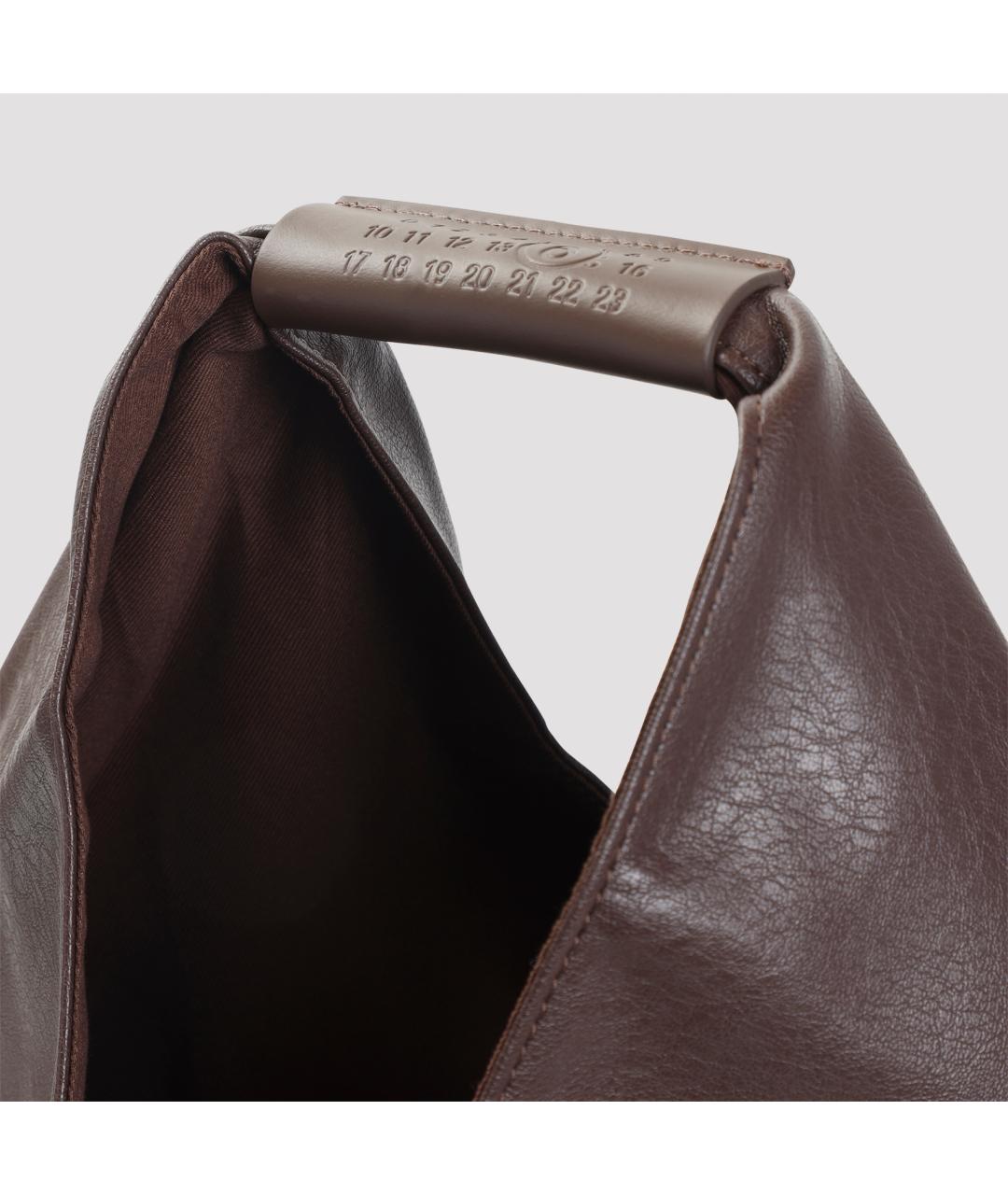 MM6 MAISON MARGIELA Коричневая кожаная сумка тоут, фото 4