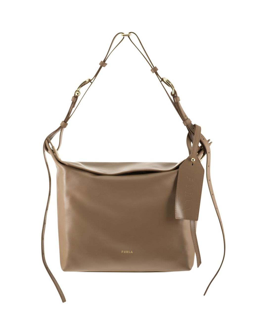 FURLA Бежевая кожаная сумка через плечо, фото 1