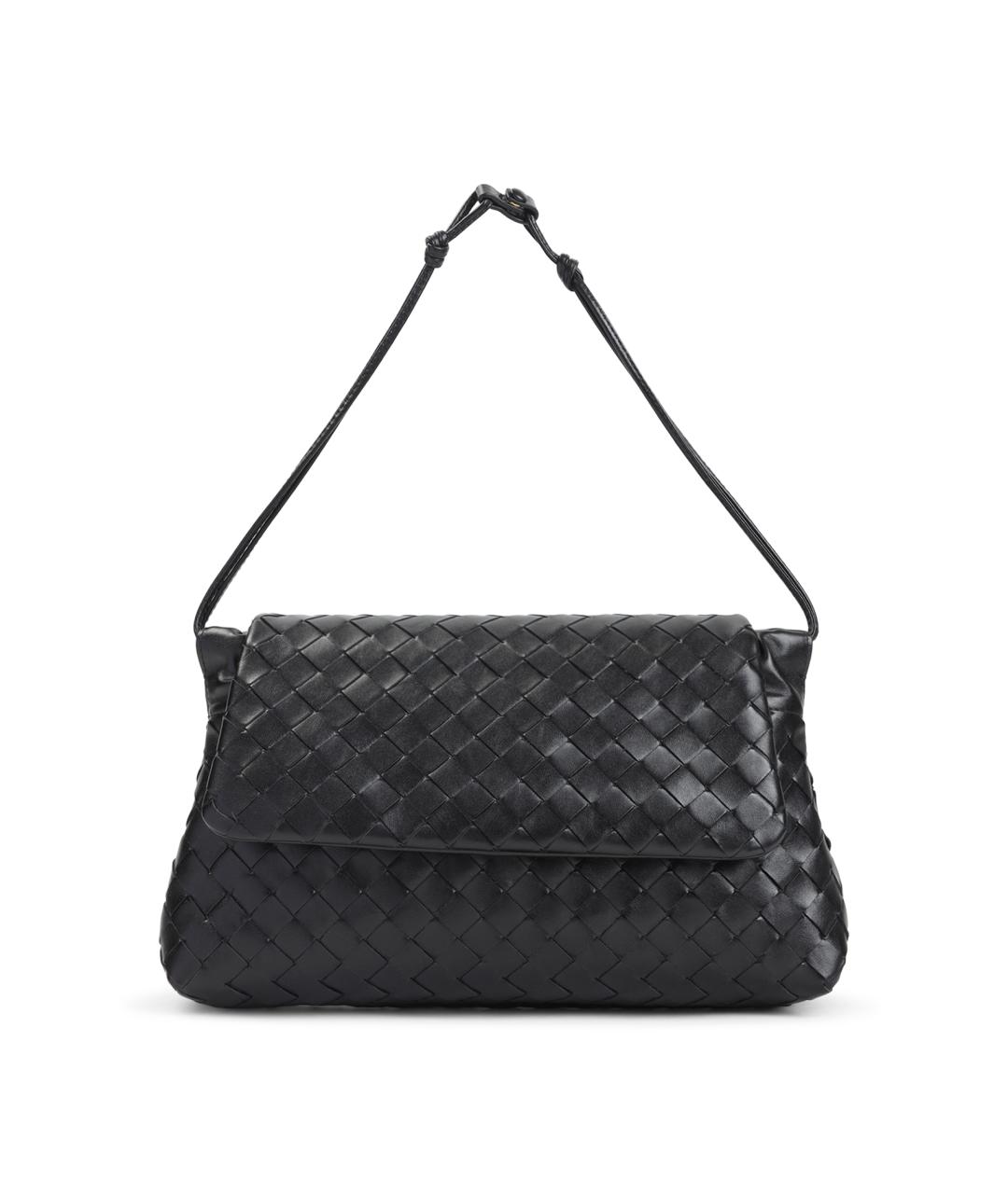 BOTTEGA VENETA Черная кожаная сумка через плечо, фото 1