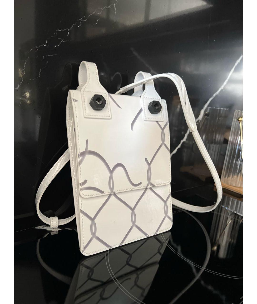 OFF-WHITE Белая кожаная сумка на плечо, фото 2