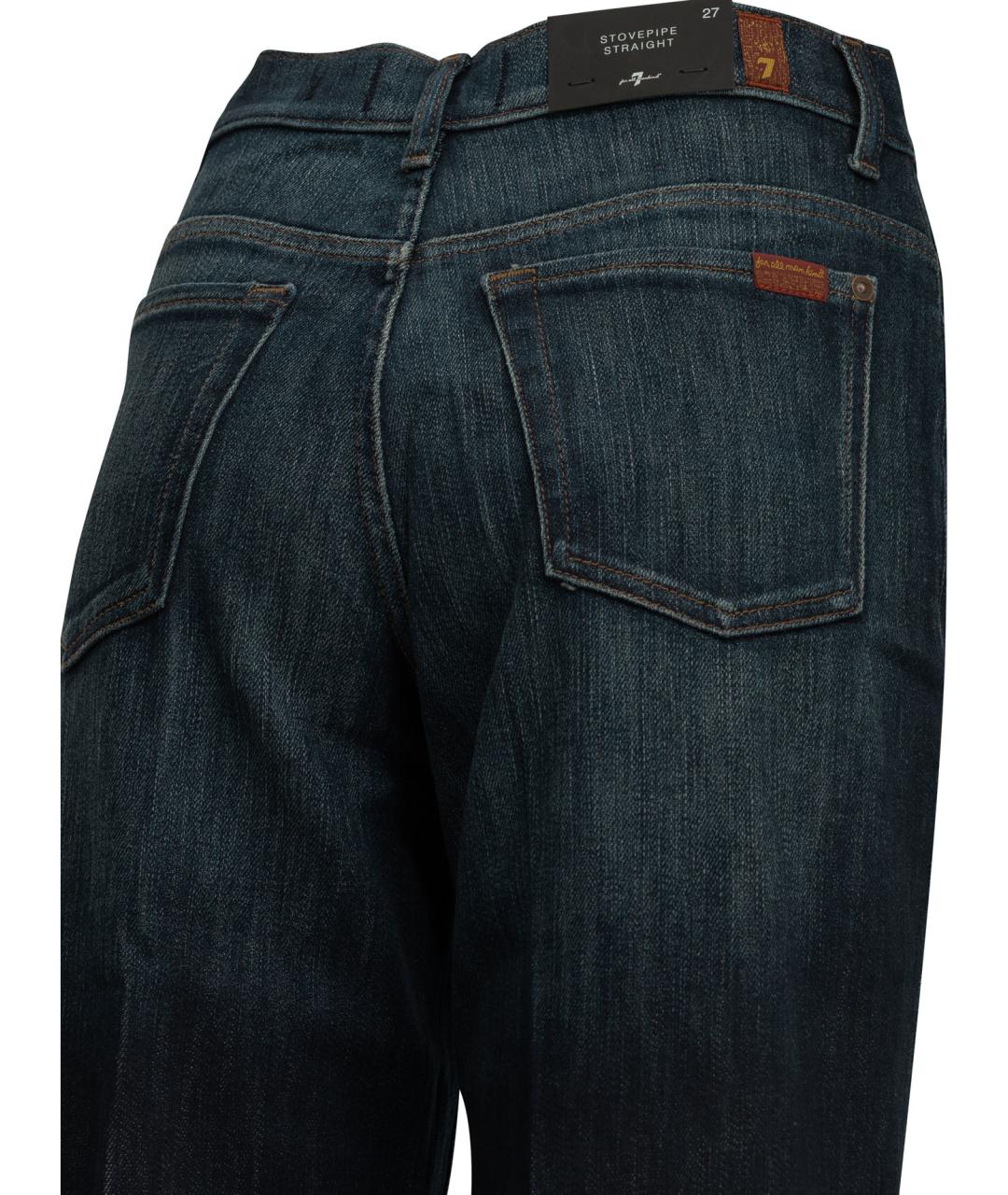 7 FOR ALL MANKIND Синие хлопковые прямые джинсы, фото 4