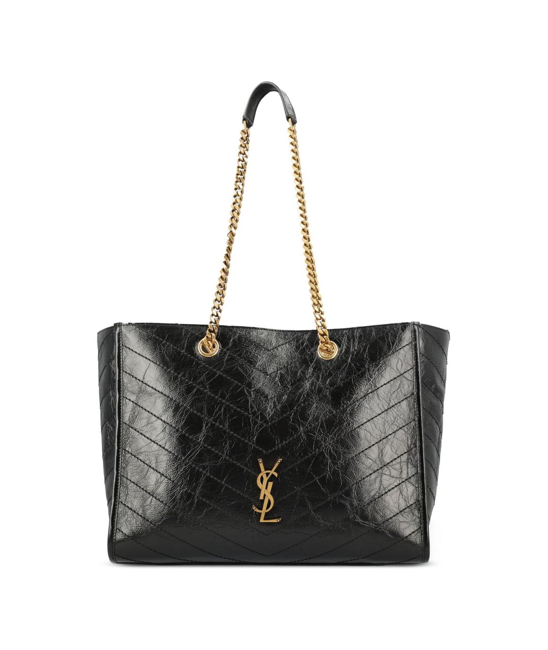 SAINT LAURENT Черная кожаная сумка тоут, фото 1