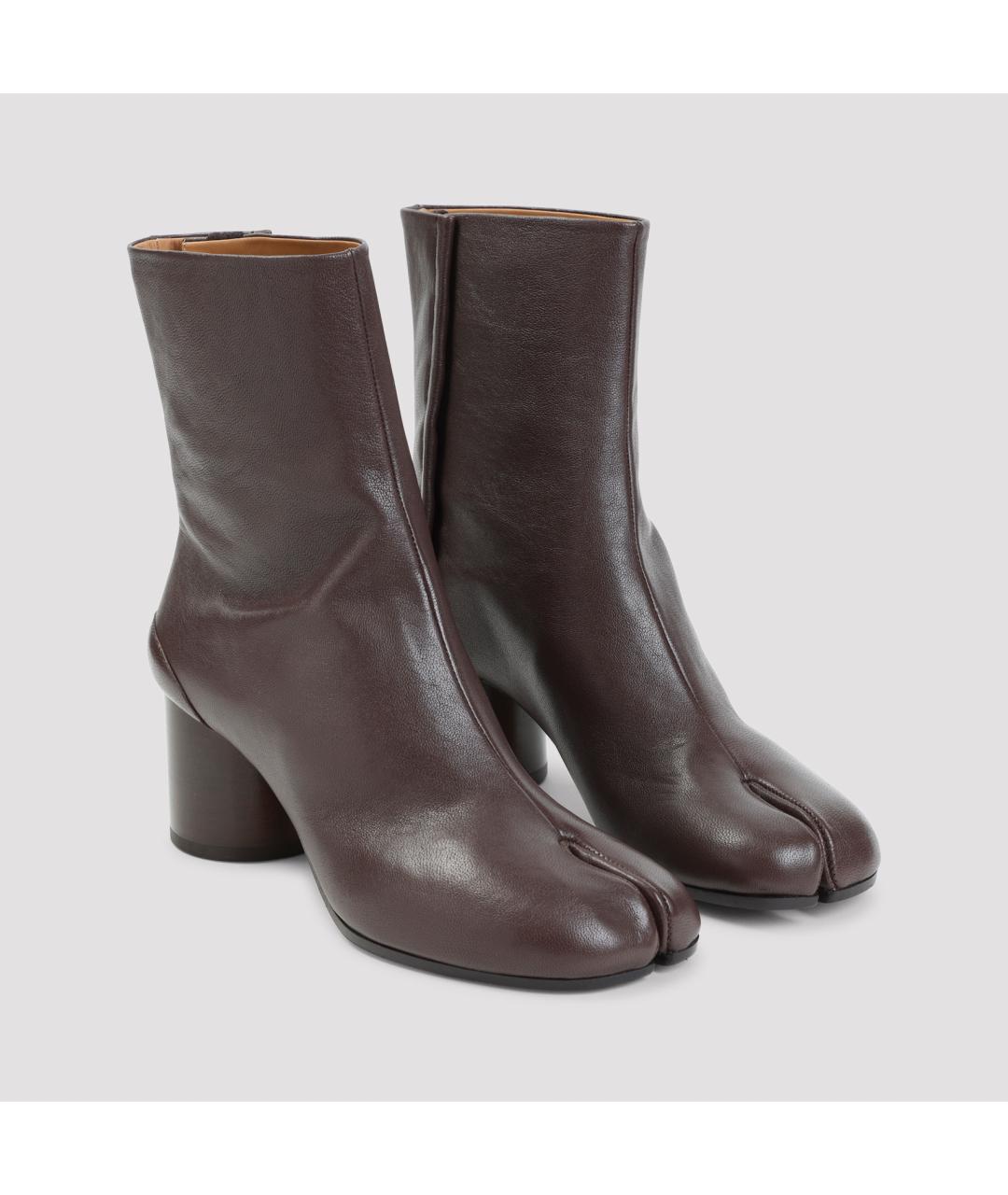 MAISON MARGIELA Коричневые кожаные ботильоны, фото 4