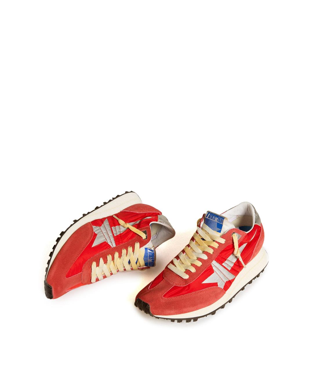 GOLDEN GOOSE Красные кожаные низкие кроссовки / кеды, фото 4