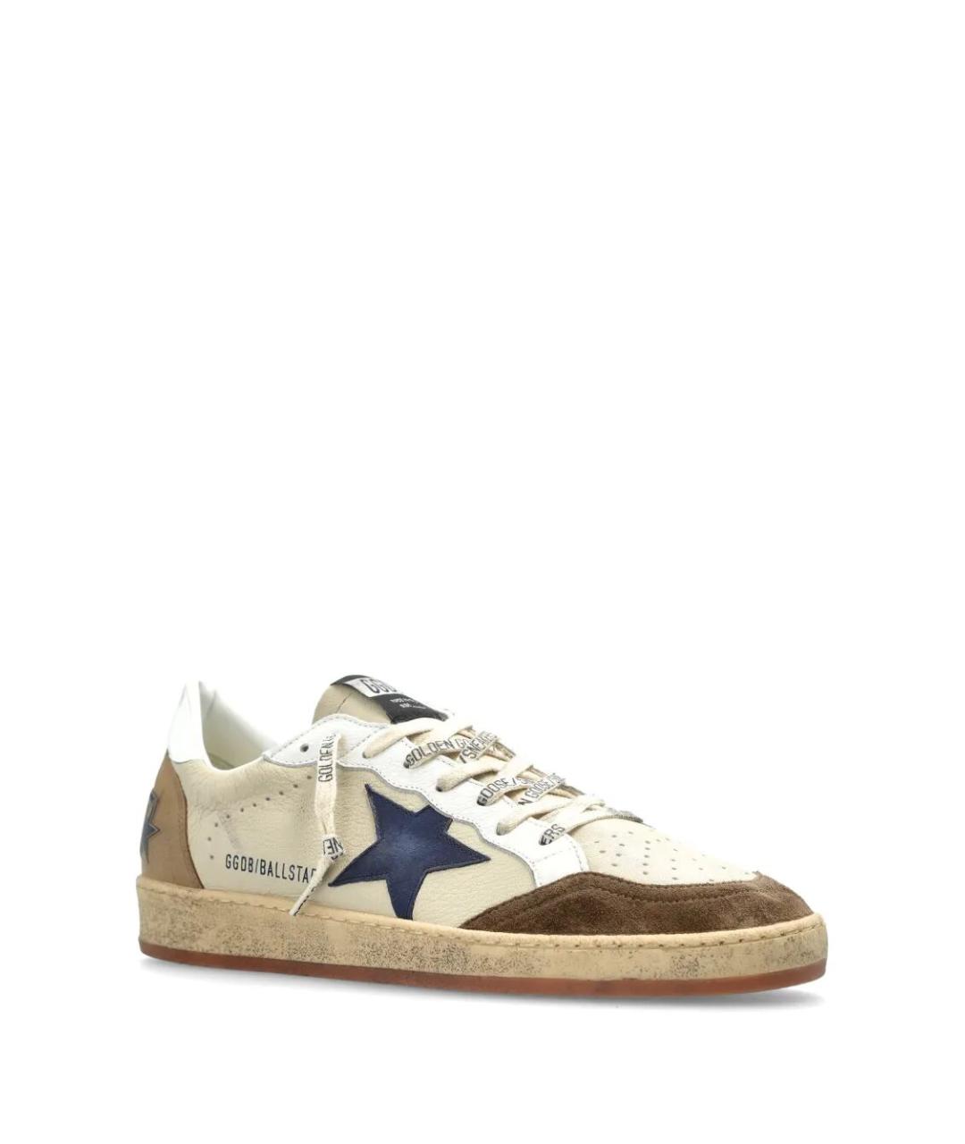 GOLDEN GOOSE Бежевые кожаные низкие кроссовки / кеды, фото 5